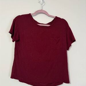 American Eagle Outfitters Deep Red Short Sleeve Tee